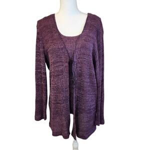 En Focus VTG Tank Cardigan Set Women Size 18 Purple 90s Y2K Preppy Career